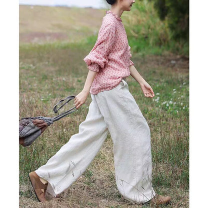 Floral literary and artistic style printed shirt  summer new pastoral small clear temperament retro shirt top women