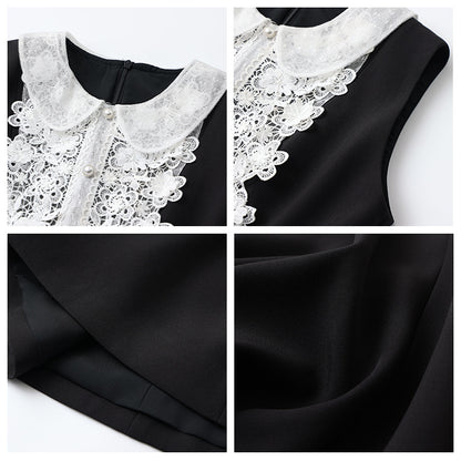 daughter Popular style fashion small black dress spring temperament sleeveless waist slim and thin dress women MZ020