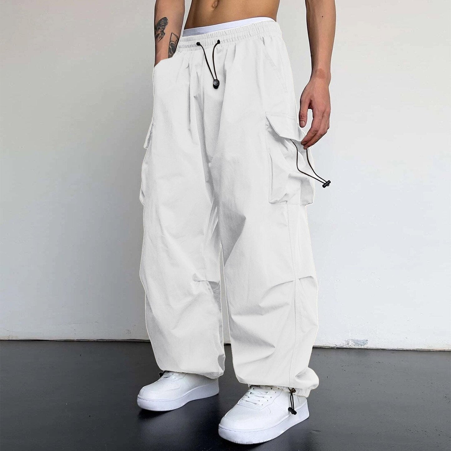 saferido starboy outfit 2024 Nylon Quick-Drying Overalls Men's Summer New American Parachute Pants High Waist Wide Leg Casual Drawstring