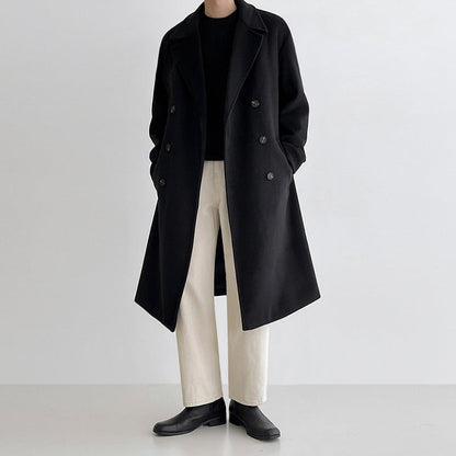 saferido      -shop boy outfits Myq Woolen Coat Men's Mid-Length Autumn and Winter Korean Style Loose High-Grade Thickened Trench Coat Woolen Coat