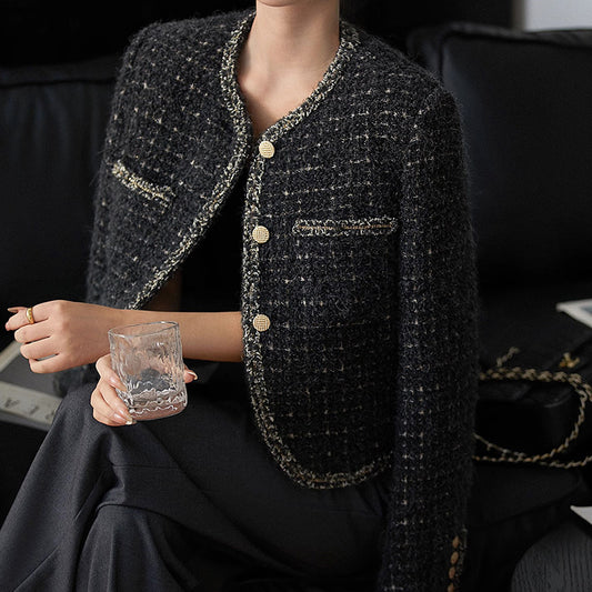 2025 Wool Xiaoxiangfeng jacket, high-end tweed short jacket, women's  spring new women's versatile top