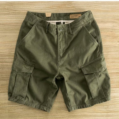 saferido boy outfits Cotton Workwear American Casual Cropped Pants Men's Fit Straight Pants Trendy Breathable Color Multi-Pocket Shorts