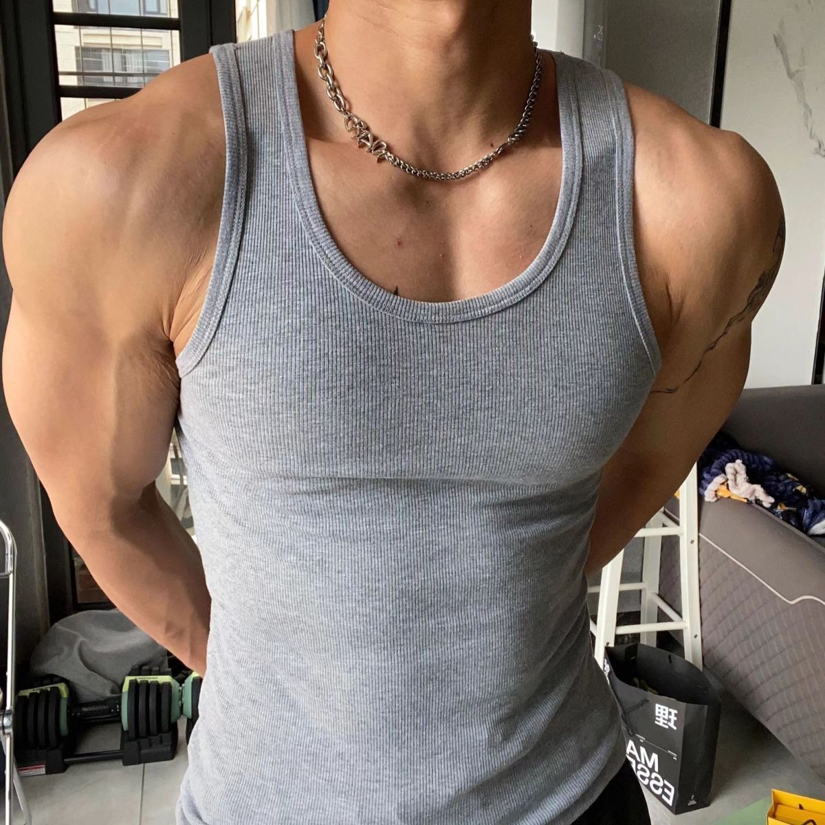 saferido frat boy outfit Summer American-Style Lightweight Sports Fitness Thick Thread I-Shaped Vest Men's Running Training Stretch Slim Fit Sweat-Absorbent Breathable