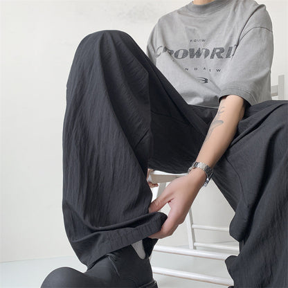 Japanese lazy style casual pants men summer new loose straight wide leg drape Yamamoto pants long pants