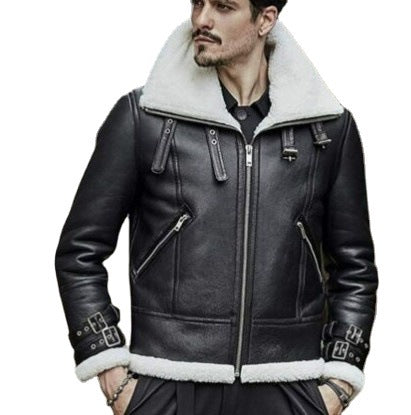 2025 New autumn and winter wish independent station dedicated to leather plush integrated leather buckle zipper digging bag locomotive jacket 6532