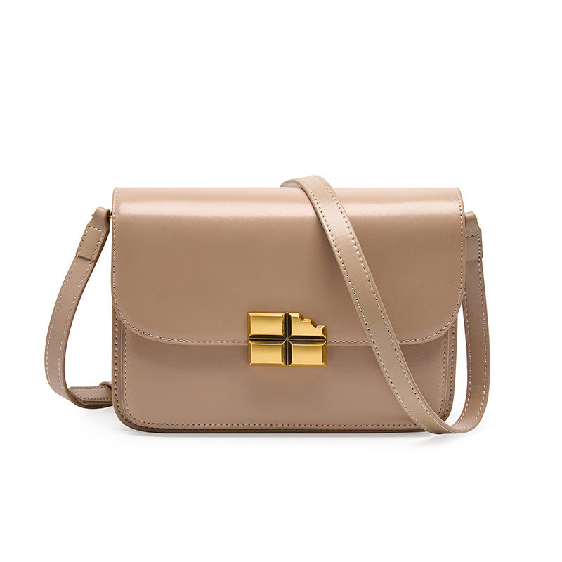 popular spring and summer new cowhide small square bag women's high-end shoulder underarm bag niche messenger bag bag