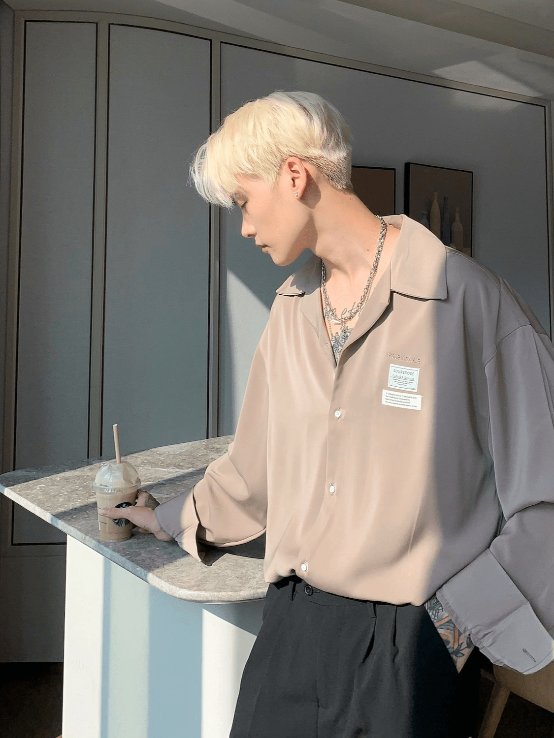 saferido [CUIBUJU] Korean loose casual drape shirt na1071