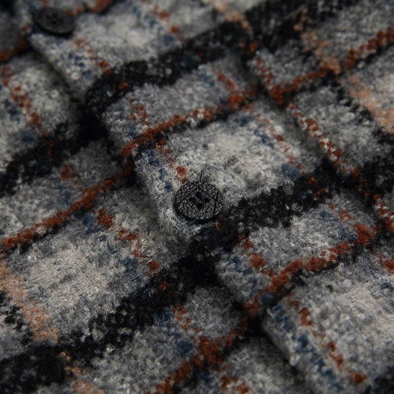 saferido      -shop black men fashion urban Dress Vintage Autumn Japanese Retro Woolen Plaid Loose Long Sleeve Shirt Men's and Women's Neutral Style Coat Fashion