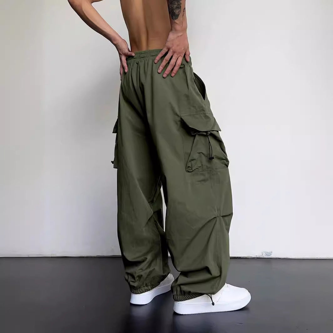 saferido starboy outfit 2024 Nylon Quick-Drying Overalls Men's Summer New American Parachute Pants High Waist Wide Leg Casual Drawstring