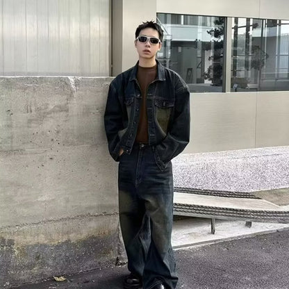saferido      -shop starboy outfit Trousers Simple All-Match Fashionable Elegant Fashionable Japanese Autumn Other Suit Trendy Long Sleeve Artistic Men's New Fashion