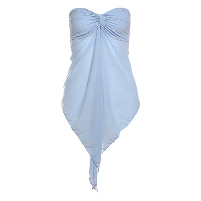 2025 style 2025 spring new women's clothing chest-wrapped mesh see-through navel vest waist-wrapped hip skirt
