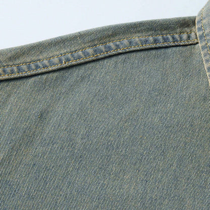 saferido 90s fashion men Frayed Star Patch Embroidered Short-Sleeved Men's Shirt Summer American Street Wash Polo Collar Button Cardigan Shirt