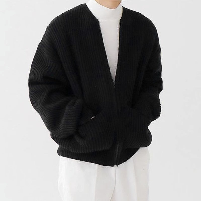 saferido      -shop mens winter fashion Autumn and Winter New Fashion Trendy Ins Trendy Knitted Cardigan Men's Solid Color Sweater Loose Casual Lazy Style