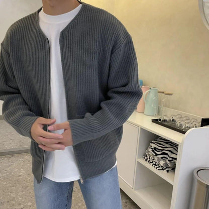 saferido      -shop mens winter fashion Autumn and Winter New Fashion Trendy Ins Trendy Knitted Cardigan Men's Solid Color Sweater Loose Casual Lazy Style