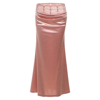 Cross-border 2025 style popular spring new women's clothing embroidered lace suspender solid color vest waist hip skirt