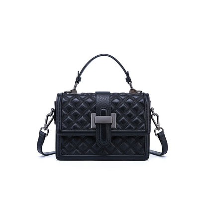 Women's bag summer first-layer leather handbag popular trendy fashion versatile texture diamond messenger bag bag