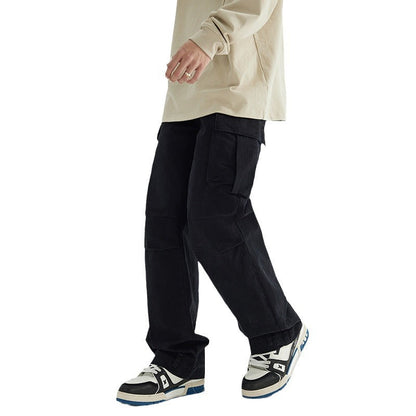 American high street retro multi-pocket overalls men's summer new ins trend loose straight versatile casual pants