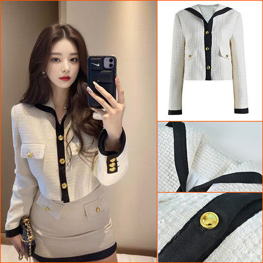 popular spring and summer new celebrity style fashion suit white small suit skirt two-piece set women's L1060