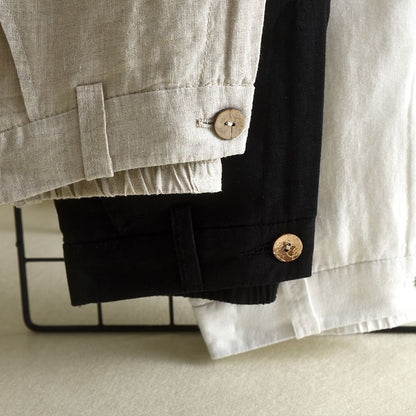Cotton and linen straight wide-leg pants women's high waist drape popular summer new linen thin loose casual trousers children