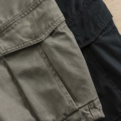 saferido boy outfits Cotton Workwear American Casual Cropped Pants Men's Fit Straight Pants Trendy Breathable Color Multi-Pocket Shorts