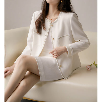 2025 Acetic acid small fragrant style celebrity style suit, spring two-piece set, high-end sense, small fragrant style coat women's clothing texture spring and autumn