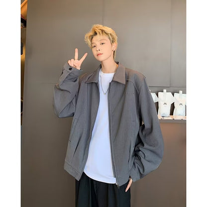 saferido fall outfits men American Retro Cleanfit Ruoshuai Loose Men's Spring and Autumn Korean Style Versatile Lapel Shoulder Pad Solid Color Coat
