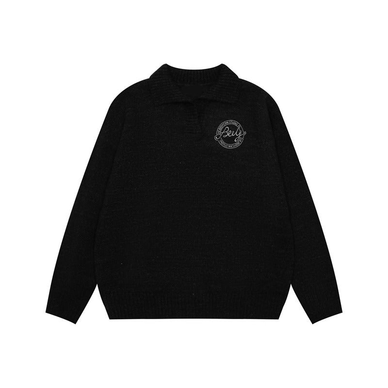 saferido outfit inspo American Retro Preppy Style Soft Glutinous Lazy Sweater Men's Autumn and Winter New Loose Lapel Couple Sweater Coat