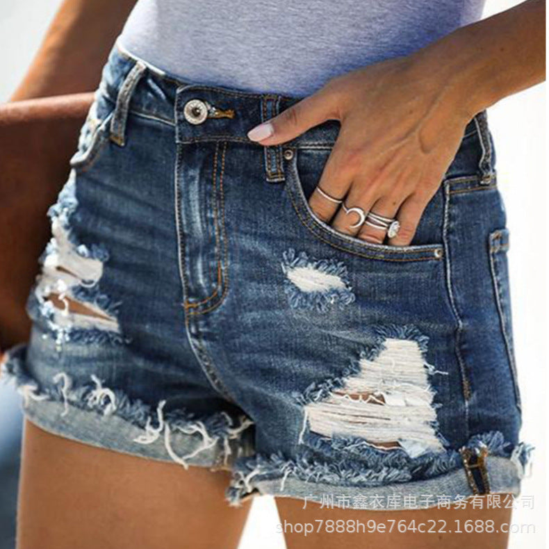 2025 Hot trade spot New women's clothing  Popular, , summer street hipster ripped pocket shorts three-color jeans women