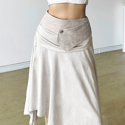 2025 style popular autumn new women's clothing high waist pleated irregular hem elegant and elegant skirt