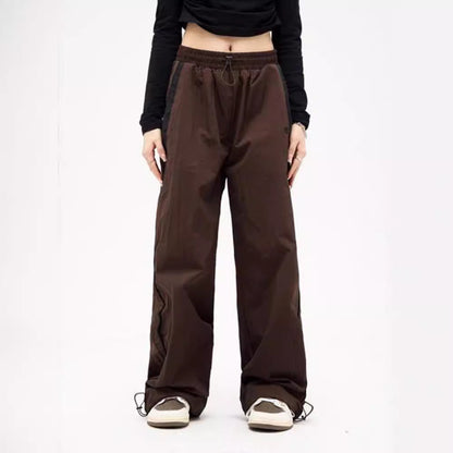 saferido      -shop 90s streetwear Spring and Autumn Fashion Personalized Niche Street Women's Elastic High Waist Loose Sports Wide-Leg Pants