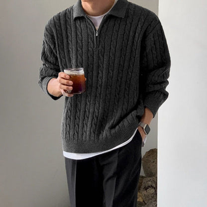 saferido      -shop classy outfits men Myq Half Zipper Sweater Autumn Men's Korean-Style Loose Niche Design Lapel Pullover Sweater