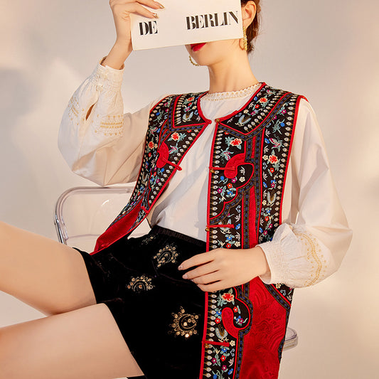 temperament national style new Chinese high-end unique high-end design sense light luxury retro vest jacket women M7088