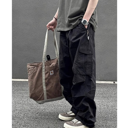 saferido guys clothing styles National Fashion Outdoor Functional Wind Speed Dry Overalls Men's Loose Straight Cityboy Large Pocket American Umbrella Pants