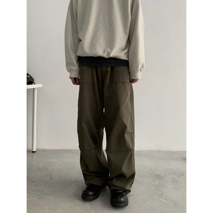 Japanese retro loose American overalls men's spring and autumn new silhouette straight paratrooper casual versatile long pants