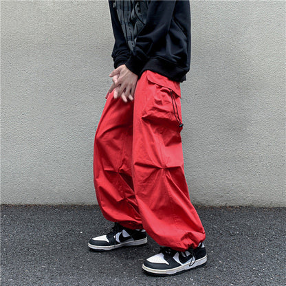 saferido boy outfits Multi-Pocket Workwear Casual Wide-Leg Pants Men's Spring and Autumn Hip Hop Ins Loose Straight Ankle-Length Pants