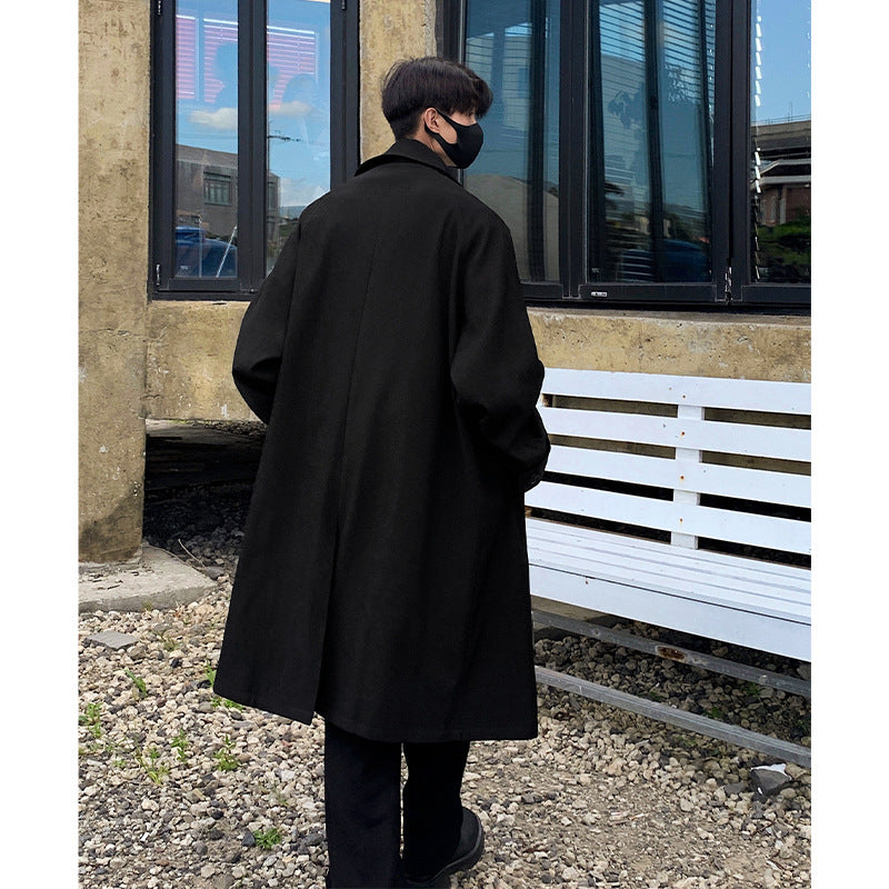 saferido hipster Spring and Autumn Korean Style Windbreaker Men's Handsome All-Match Mid-Length Windbreaker Hong Kong Style Trendy High-Grade Thickened Coat