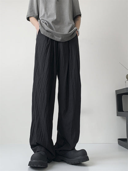 Japanese lazy style casual pants men summer new loose straight wide leg drape Yamamoto pants long pants