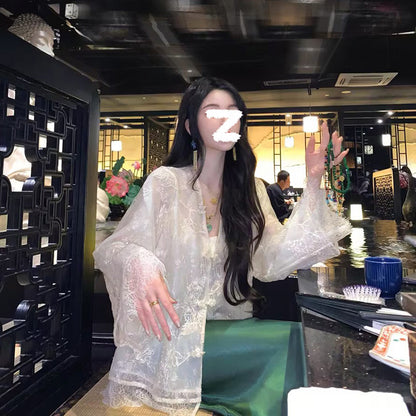 New new Chinese style embroidered thin Tencel jacket women's solid color temperament high-end light luxury top M4102