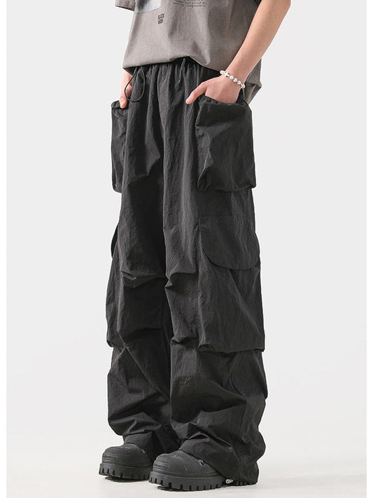 American vibe retro street casual pants men's summer new loose and wide style quick-drying all-match overalls trend
