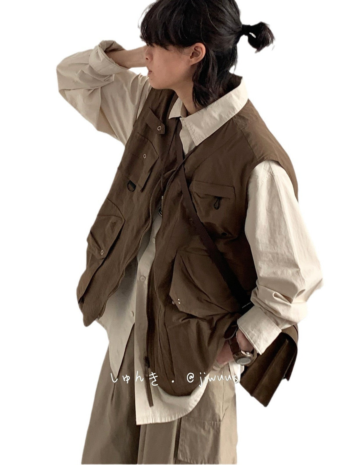 Japanese style niche retro loose workwear vest men spring and autumn new casual versatile vest jacket tops
