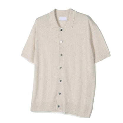 saferido      -shop old money outfits men Ice Silk Knitted Short-Sleeved Men's Summer Ruffle Handsome Lapel T-shirt New Men's Summer Top Polo Shirt