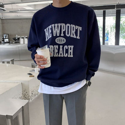 saferido      -shop 90s fashion men Myq Letter Embroidered Sweater Men's Spring Korean Style Loose Trendy All-Match Cotton Pullover round Neck Long Sleeve Top