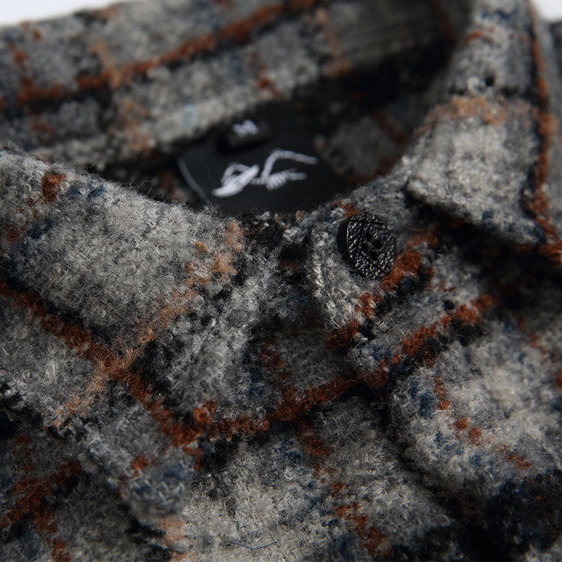 saferido      -shop black men fashion urban Dress Vintage Autumn Japanese Retro Woolen Plaid Loose Long Sleeve Shirt Men's and Women's Neutral Style Coat Fashion
