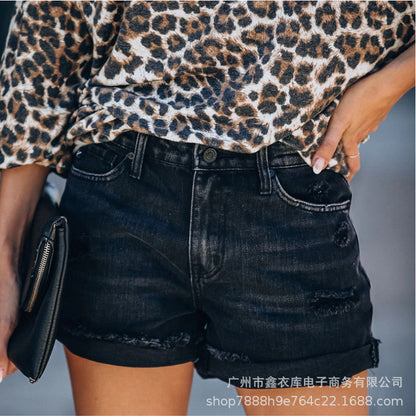2025 Hot trade spot New women's clothing  Popular, , summer street hipster ripped pocket shorts three-color jeans women