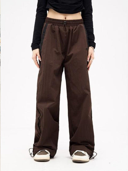 saferido      -shop 90s streetwear Spring and Autumn Fashion Personalized Niche Street Women's Elastic High Waist Loose Sports Wide-Leg Pants