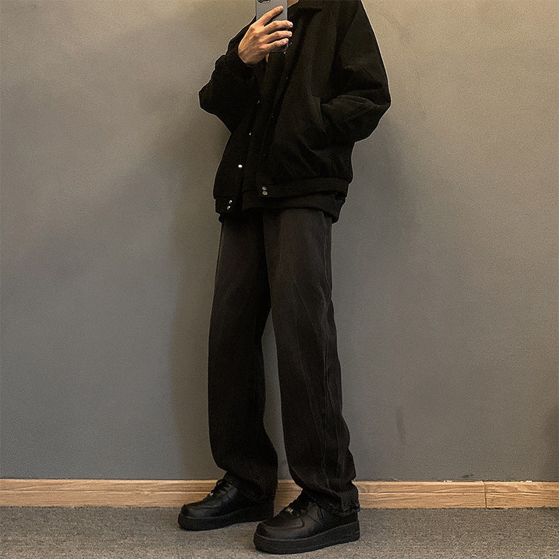 saferido masc outfits Washed Jeans Men's Autumn and Winter Ruoshuai Loose Straight Fashion Pants Men's American Retro Casual Trousers