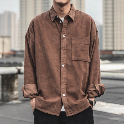 saferido fall outfits men Corduroy Shirt Men's Long-Sleeved Autumn Japanese Fashionable Casual Loose Men's Autumn and Winter Thick Shirt Men's Coat