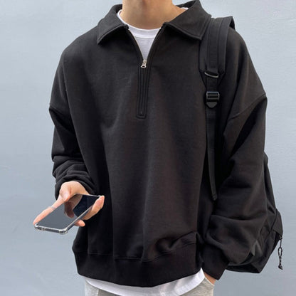 saferido mens outfits New Long-Sleeved Sweater Men's Fashionable Ins Korean Style Fashionable Loose Lazy Style Coat Hong Kong Style Solid Color Top Clothes