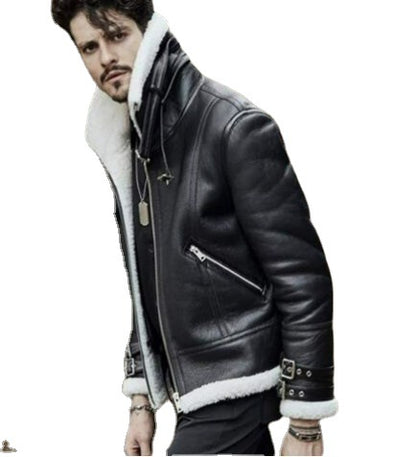 2025 New autumn and winter wish independent station dedicated to leather plush integrated leather buckle zipper digging bag locomotive jacket 6532