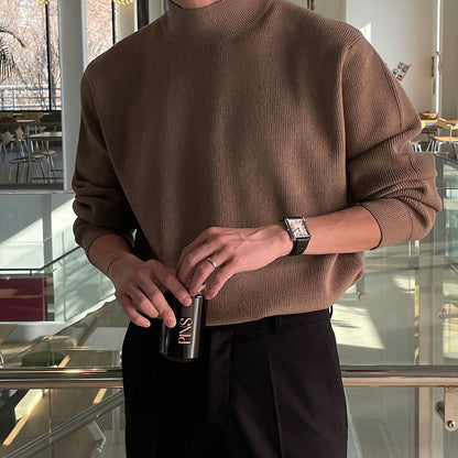 saferido      -shop classy outfits men Men's Korean-Style Winter Versatile Retro Christmas Green Sweater round Neck Pullover Sweater Fashionable Trendy Sweater